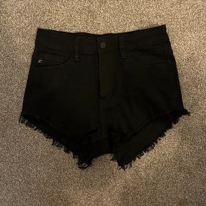 Black kancan denim shorts
